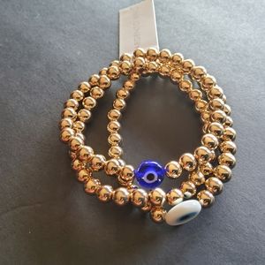 Argento Vivo Evil Eye Tri Bracelet